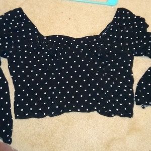 Polka Dot peasant crop top